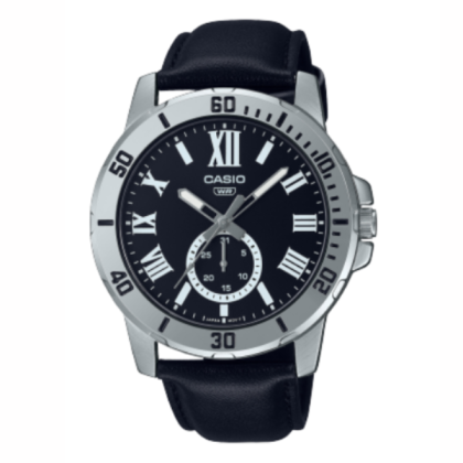 Casio General MTP-VD200L-1B Black Leather Band Men Watch